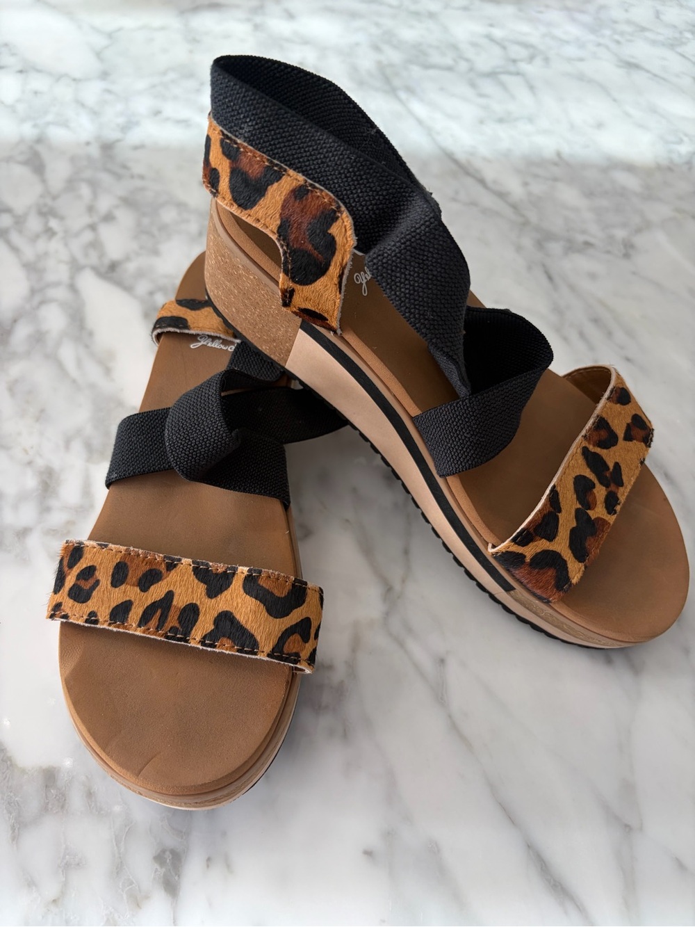 Yellow Box Leopard Print Platform Sandals - Black & Brown